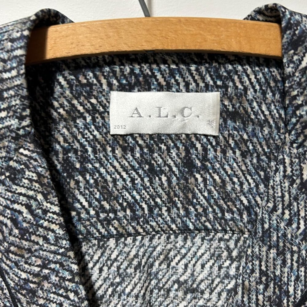 🌷Sale* A.L.C. 100% Silk Mini Dress Size Small Pajama Shirt Dress Gray Pattern - Picture 7 of 15